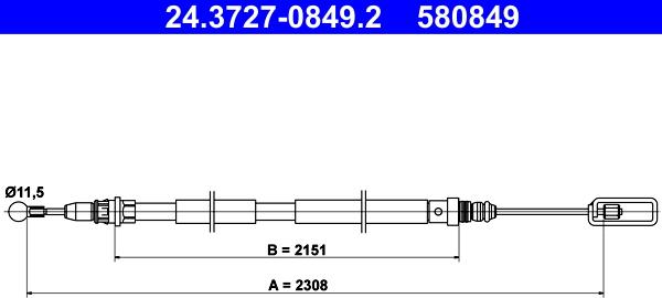 ATE 24.3727-0849.2 - Cable, parking brake onlydrive.pro