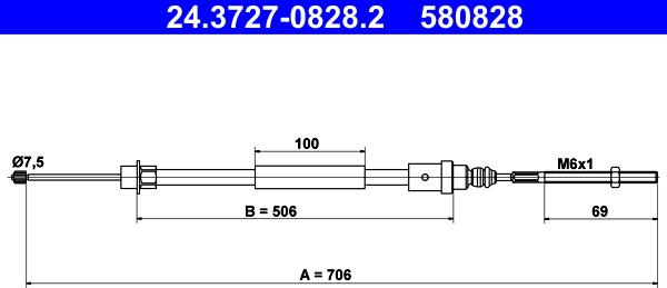 ATE 24.3727-0828.2 - Cable, parking brake onlydrive.pro