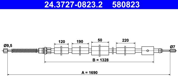 ATE 24.3727-0823.2 - Тросик, cтояночный тормоз onlydrive.pro