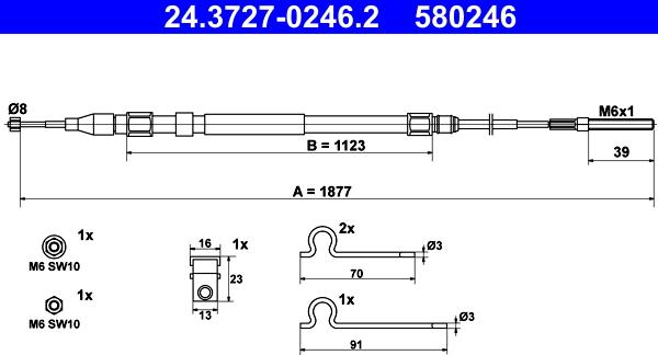 ATE 24.3727-0246.2 - Cable, parking brake onlydrive.pro