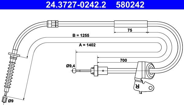 ATE 24.3727-0242.2 - Cable, parking brake onlydrive.pro