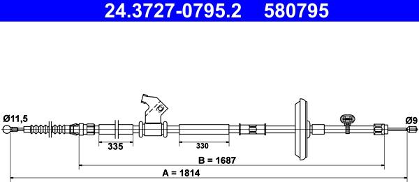 ATE 24.3727-0795.2 - Cable, parking brake onlydrive.pro