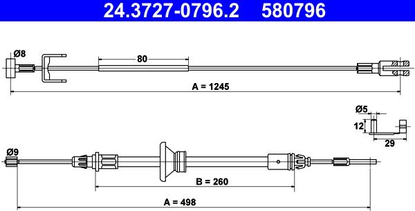 ATE 24.3727-0796.2 - Cable, parking brake onlydrive.pro