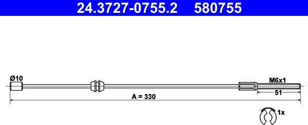 ATE 24.3727-0755.2 - Cable, parking brake onlydrive.pro