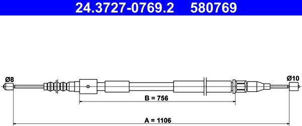 ATE 24.3727-0769.2 - Cable, parking brake onlydrive.pro