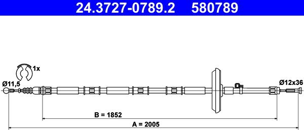 ATE 24.3727-0789.2 - Cable, parking brake onlydrive.pro