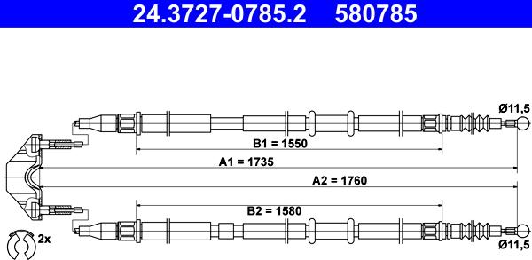 ATE 24.3727-0785.2 - Cable, parking brake onlydrive.pro