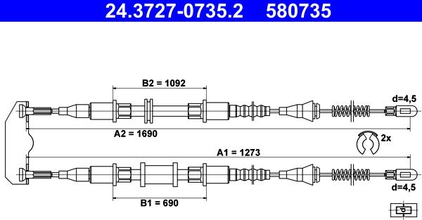 ATE 24.3727-0735.2 - Cable, parking brake onlydrive.pro