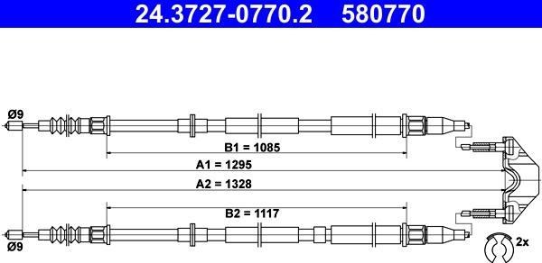 ATE 24.3727-0770.2 - Cable, parking brake onlydrive.pro