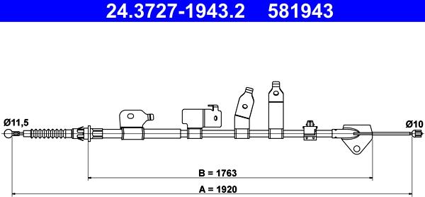 ATE 24.3727-1943.2 - Cable, parking brake onlydrive.pro