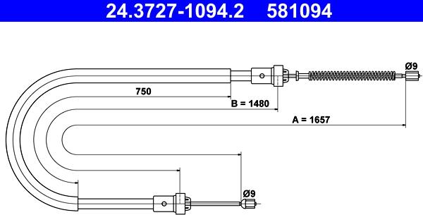 ATE 24.3727-1094.2 - Cable, parking brake onlydrive.pro