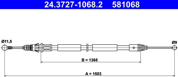 ATE 24.3727-1068.2 - Cable, parking brake onlydrive.pro