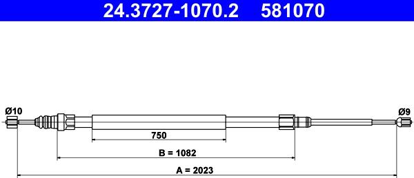 ATE 24.3727-1070.2 - Cable, parking brake onlydrive.pro