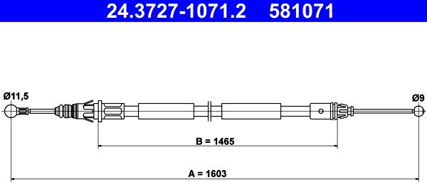 ATE 24.3727-1071.2 - Тросик, cтояночный тормоз onlydrive.pro