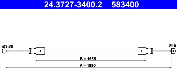 ATE 24.3727-3400.2 - Тросик, cтояночный тормоз onlydrive.pro