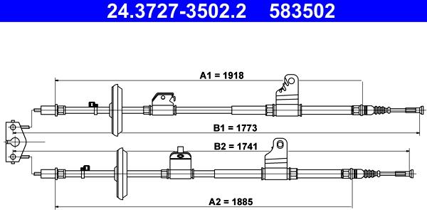 ATE 24.3727-3502.2 - Cable, parking brake onlydrive.pro