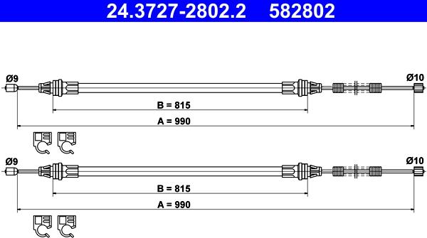 ATE 24.3727-2802.2 - Trose, Stāvbremžu sistēma onlydrive.pro