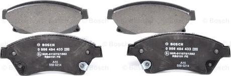 BOSCH 0 986 494 433 - Brake Pad Set, disc brake onlydrive.pro