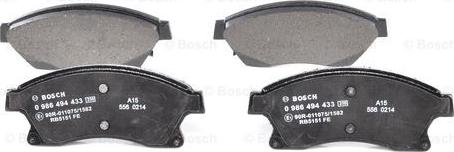 BOSCH 0 986 494 433 - Brake Pad Set, disc brake onlydrive.pro