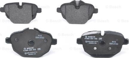 BOSCH 0 986 494 432 - Brake Pad Set, disc brake onlydrive.pro