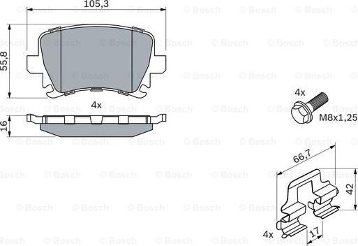 BOSCH 0 986 494 595 - Bremžu uzliku kompl., Disku bremzes onlydrive.pro