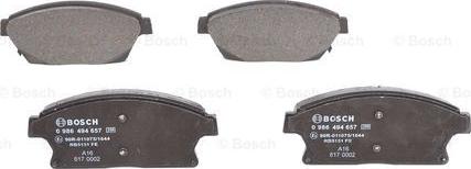 BOSCH 0 986 494 657 - Brake Pad Set, disc brake onlydrive.pro