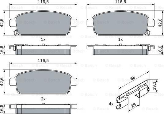 BOSCH 0 986 494 666 - Тормозные колодки, дисковые, комплект onlydrive.pro