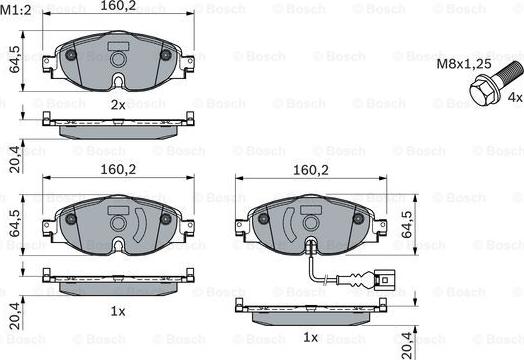 BOSCH 0 986 494 660 - Piduriklotsi komplekt,ketaspidur onlydrive.pro