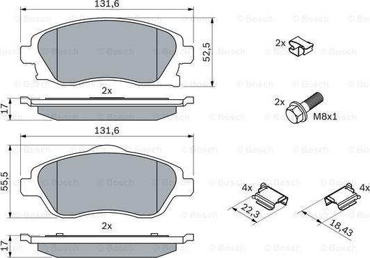 BOSCH 0 986 494 625 - Piduriklotsi komplekt,ketaspidur onlydrive.pro