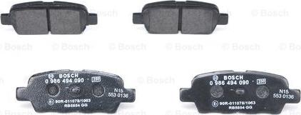 BOSCH 0 986 494 090 - Brake Pad Set, disc brake onlydrive.pro