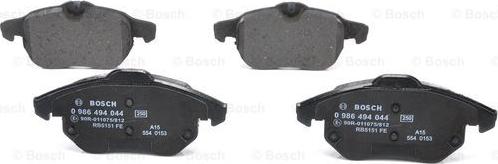 BOSCH 0 986 494 044 - Brake Pad Set, disc brake onlydrive.pro