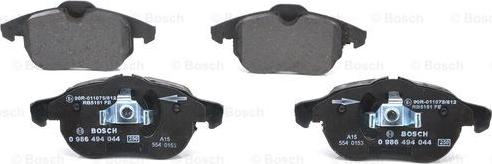 BOSCH 0 986 494 044 - Brake Pad Set, disc brake onlydrive.pro