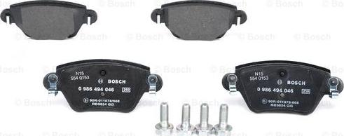 BOSCH 0 986 494 046 - Тормозные колодки, дисковые, комплект onlydrive.pro