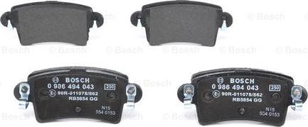 BOSCH 0 986 494 043 - Brake Pad Set, disc brake onlydrive.pro