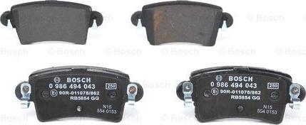 BOSCH 0 986 494 043 - Brake Pad Set, disc brake onlydrive.pro