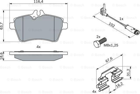 BOSCH 0 986 494 087 - Bremžu uzliku kompl., Disku bremzes onlydrive.pro