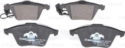 BOSCH 0 986 494 104 - Brake Pad Set, disc brake onlydrive.pro