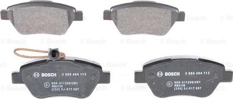 BOSCH 0 986 494 113 - Тормозные колодки, дисковые, комплект onlydrive.pro