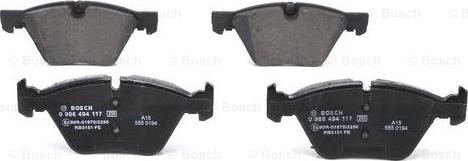 BOSCH 0 986 494 117 - Brake Pad Set, disc brake onlydrive.pro