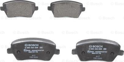 BOSCH 0 986 494 856 - Piduriklotsi komplekt,ketaspidur onlydrive.pro