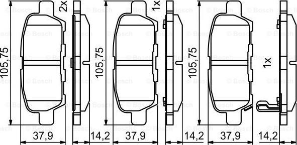 BOSCH 0 986 494 861 - Bremžu uzliku kompl., Disku bremzes onlydrive.pro