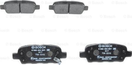 BOSCH 0 986 494 861 - Brake Pad Set, disc brake onlydrive.pro