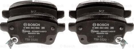 BOSCH 0 986 494 802 - Brake Pad Set, disc brake onlydrive.pro