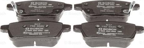 BOSCH 0 986 494 802 - Brake Pad Set, disc brake onlydrive.pro