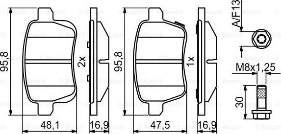 BOSCH 0 986 494 825 - Brake Pad Set, disc brake onlydrive.pro