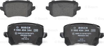 BOSCH 0 986 494 344 - Brake Pad Set, disc brake onlydrive.pro