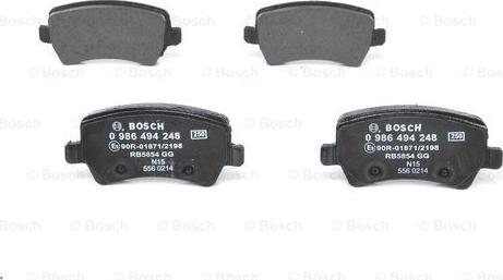 BOSCH 0 986 494 248 - Brake Pad Set, disc brake onlydrive.pro