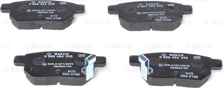 BOSCH 0 986 494 255 - Brake Pad Set, disc brake onlydrive.pro