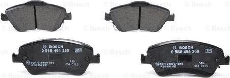 BOSCH 0 986 494 260 - Brake Pad Set, disc brake onlydrive.pro