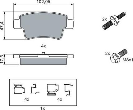 BOSCH 0 986 494 222 - Brake Pad Set, disc brake onlydrive.pro